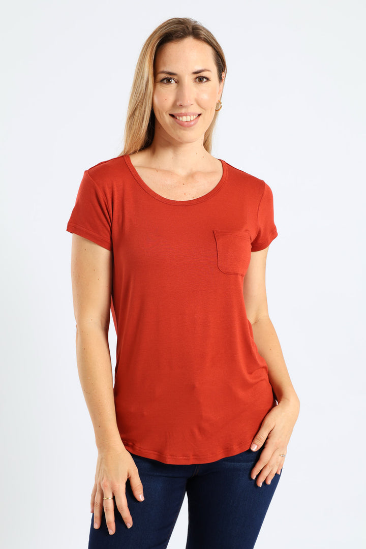 Plain Pocket Tee - Rust