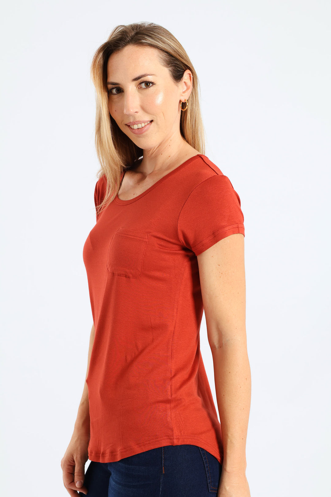Plain Pocket Tee - Rust