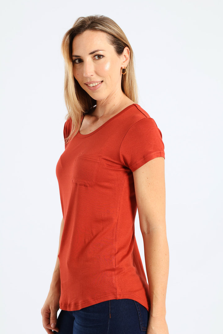 Plain Pocket Tee - Rust