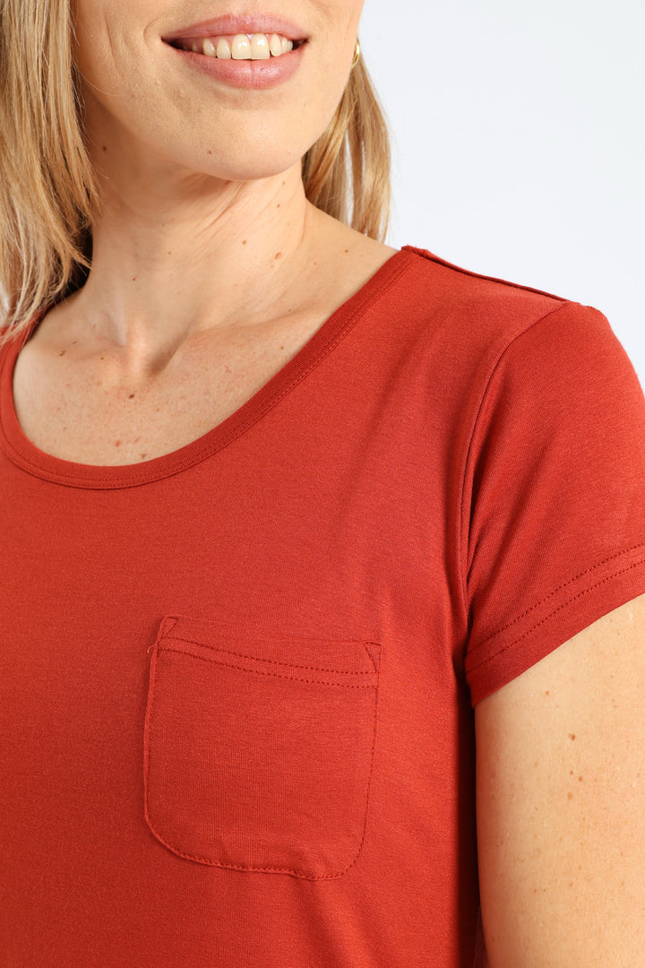 Plain Pocket Tee - Rust