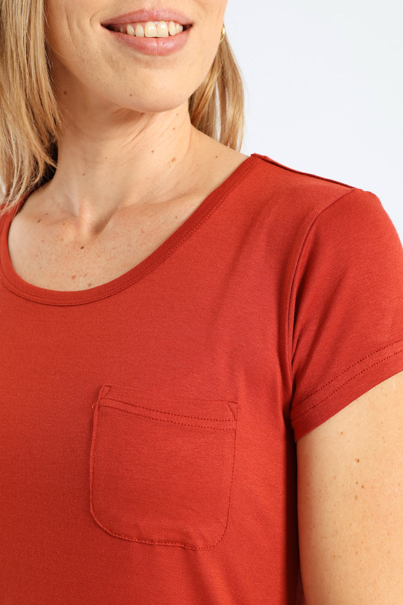 Plain Pocket Tee - Rust
