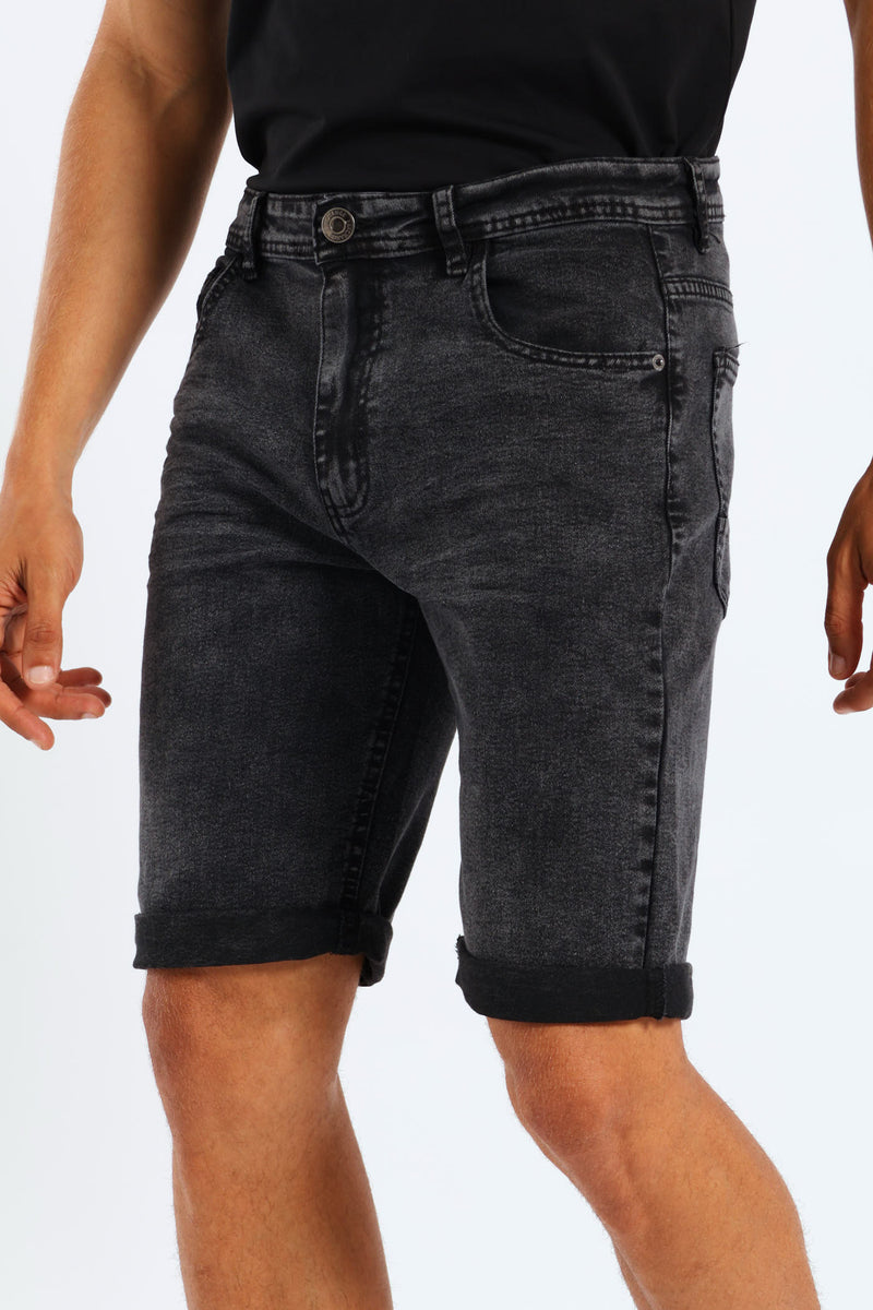 Acid Denim Short - Black
