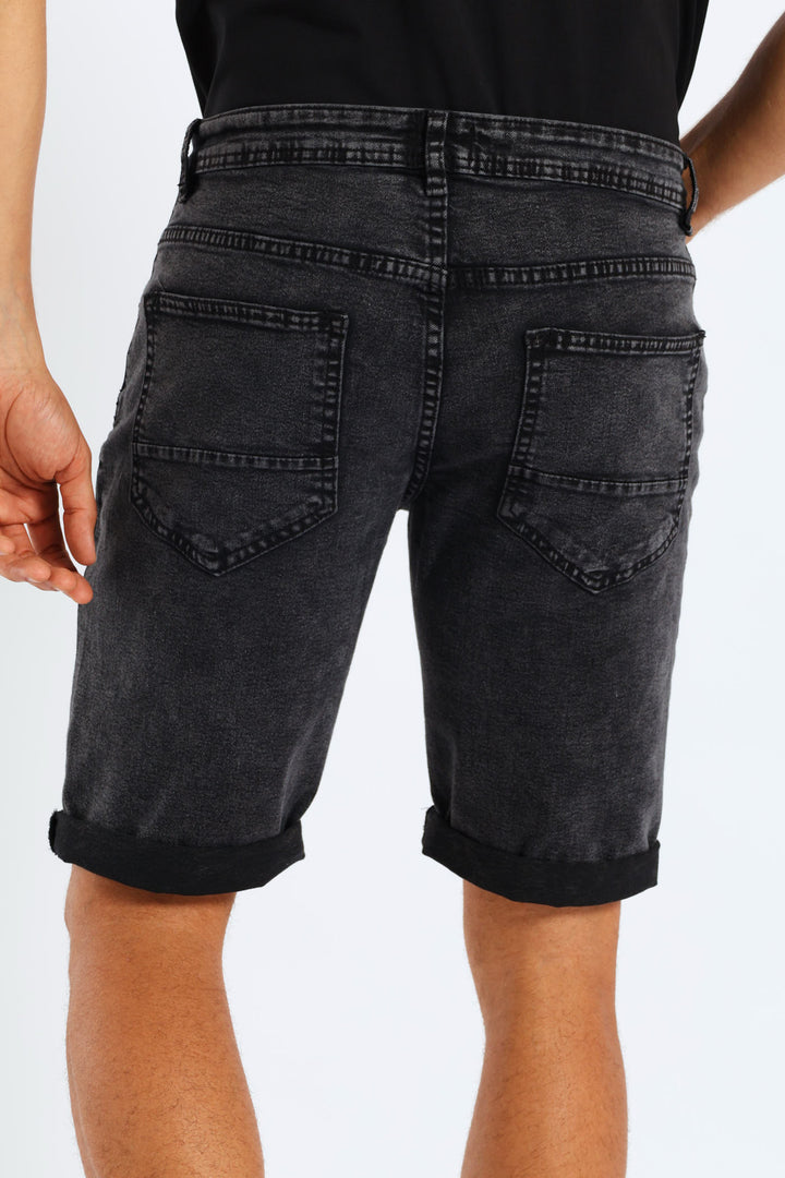 Acid Denim Short - Black