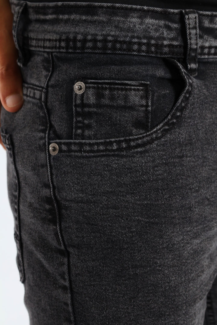 Acid Denim Short - Black