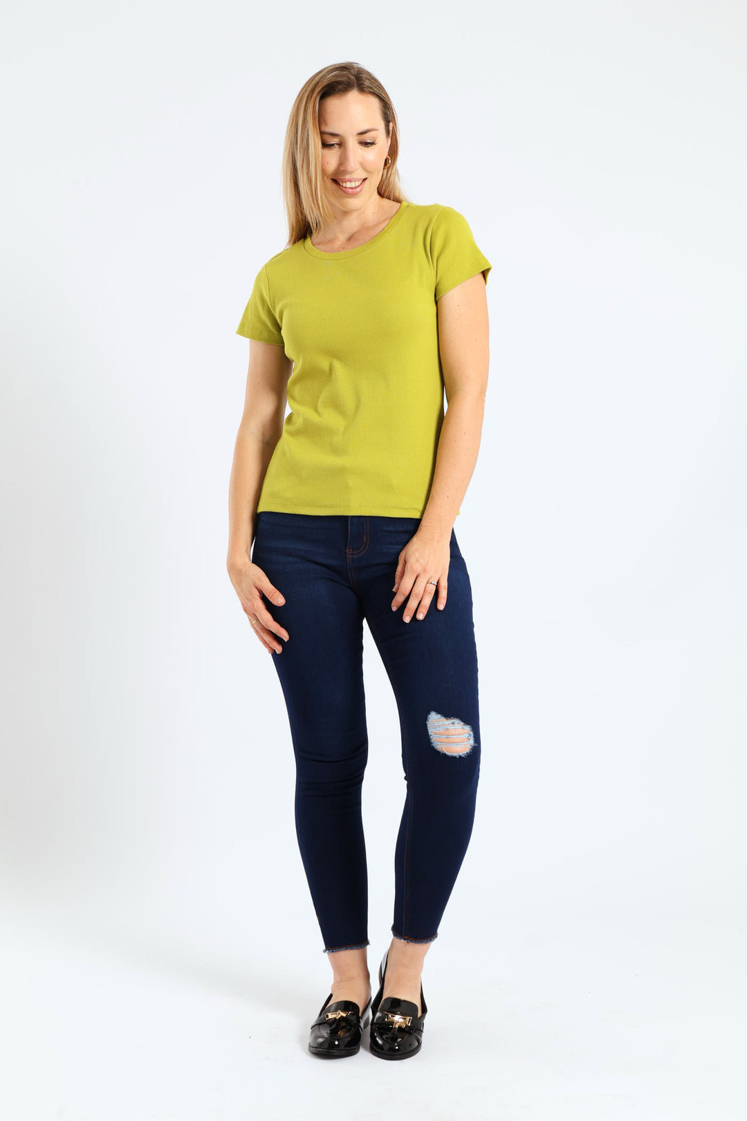 Crew Rib Fitted Tee - Bright Chartreuse
