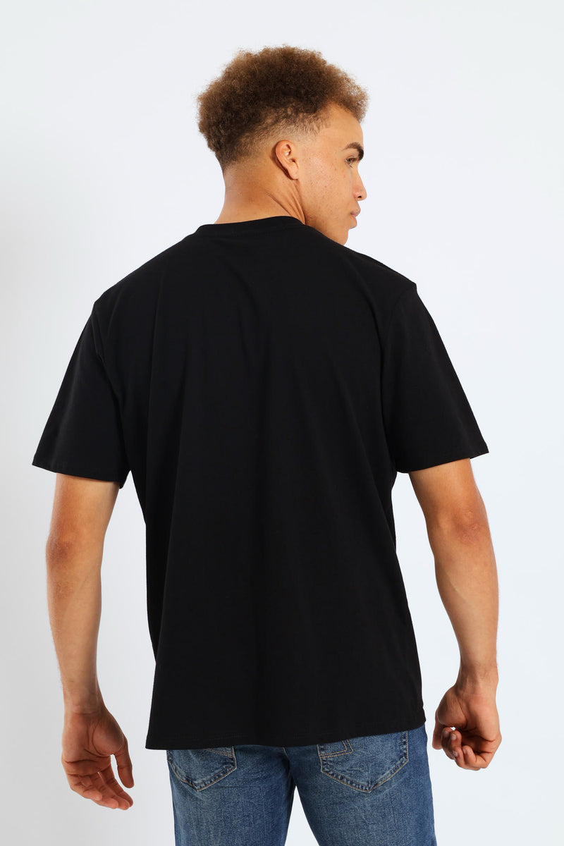 Skull Printed Basic Tee - Black