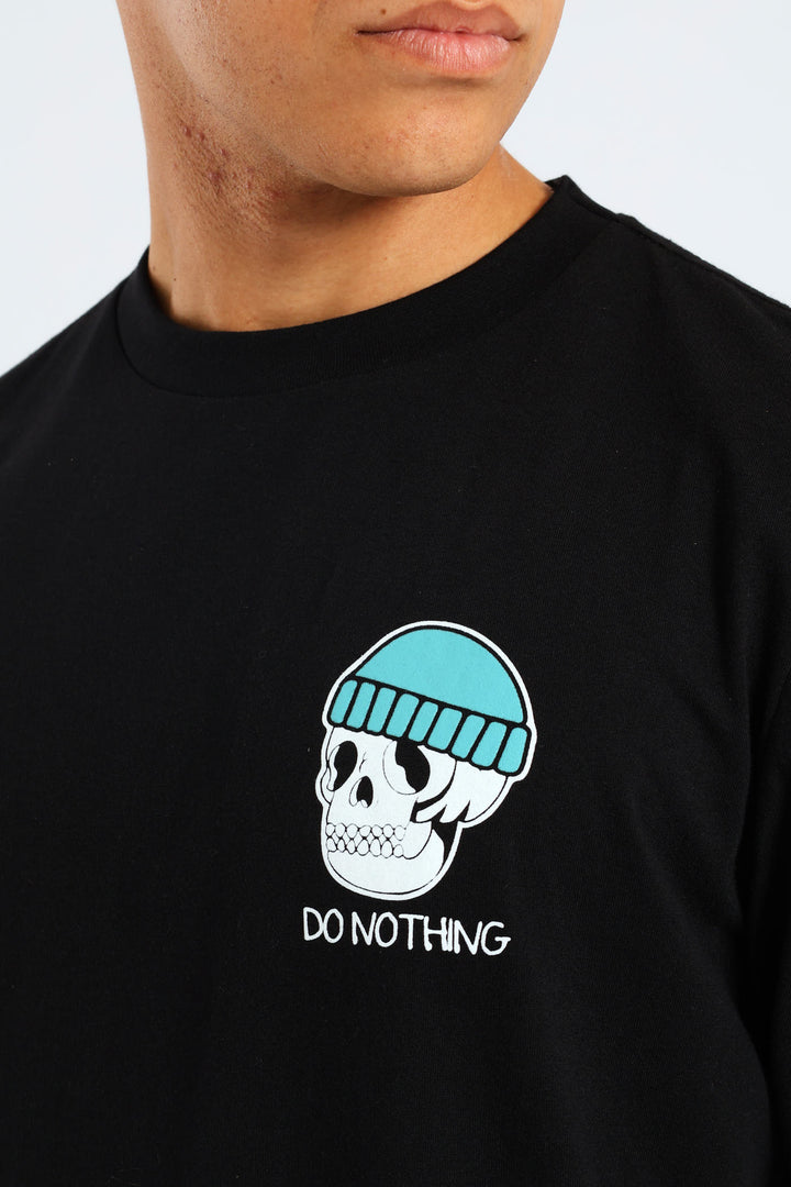 Skull Printed Basic Tee - Black