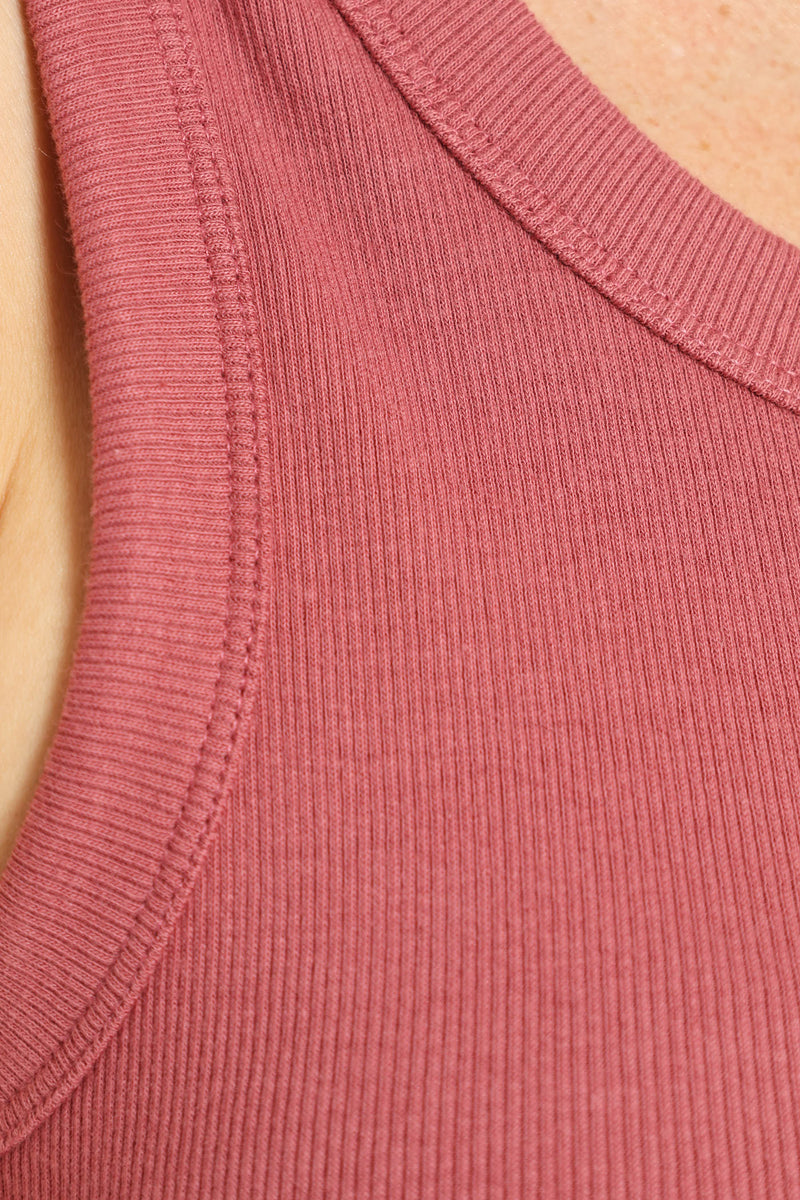 Rib Fitted Tank Top - Deco Rose