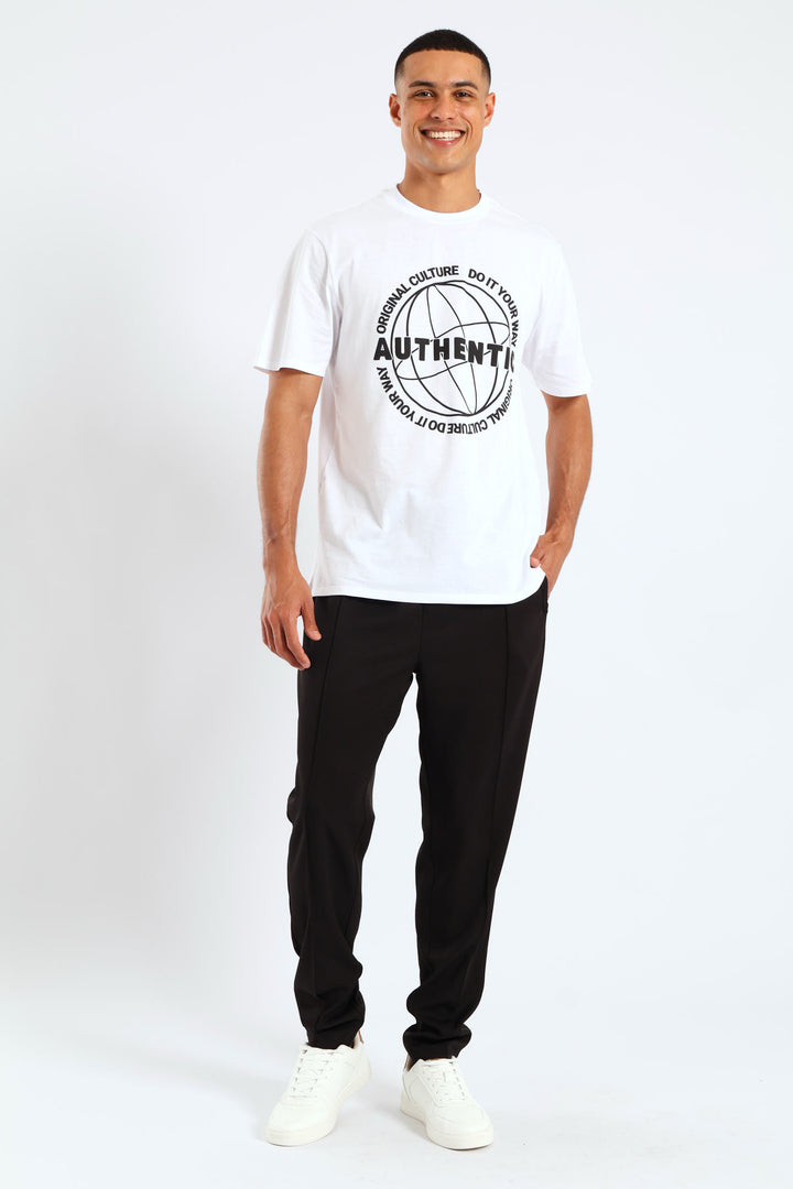 Authentic Basic Print Tee - White