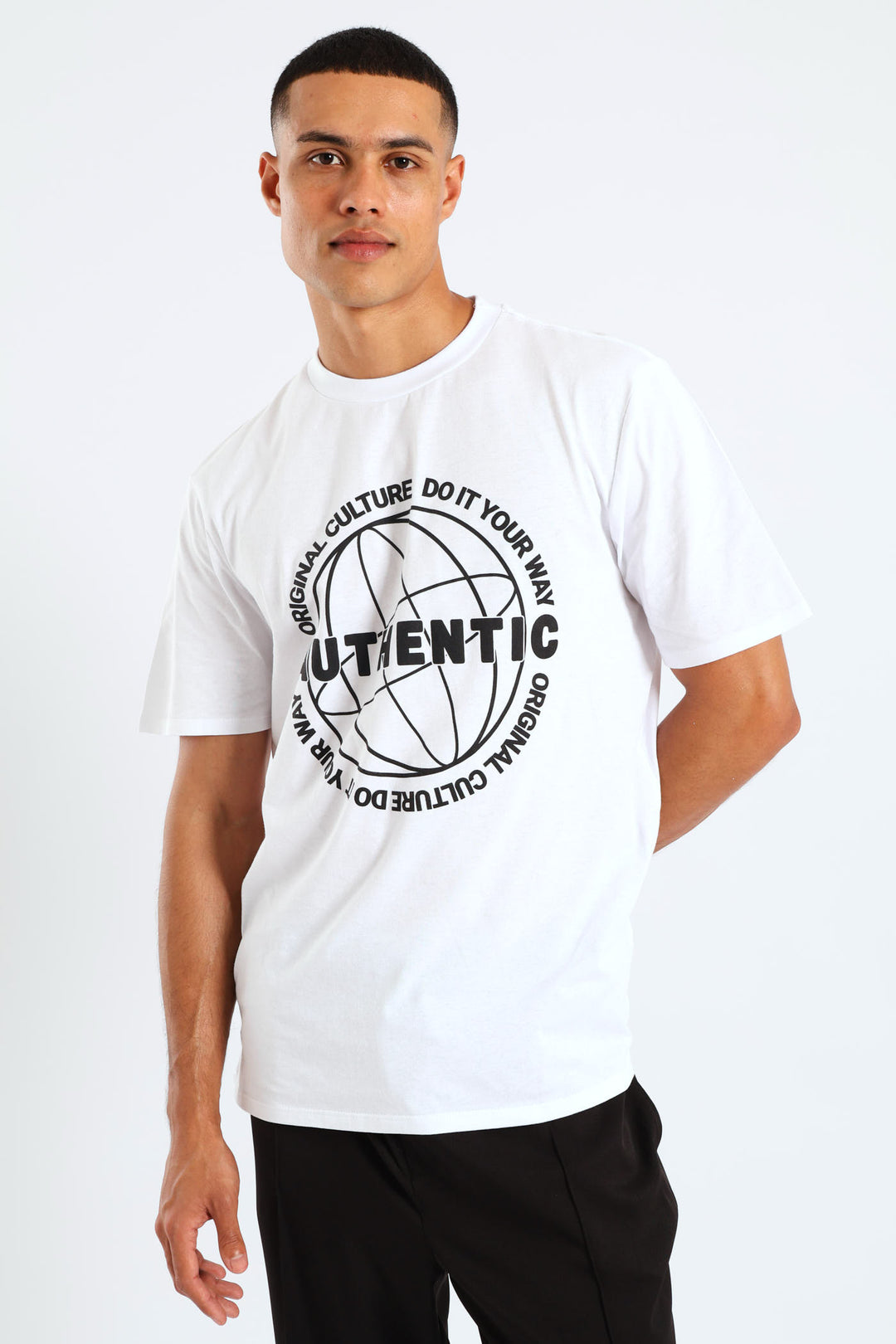 Authentic Basic Print Tee - White