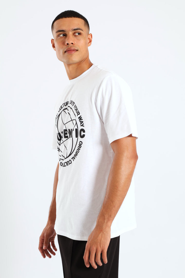Authentic Basic Print Tee - White