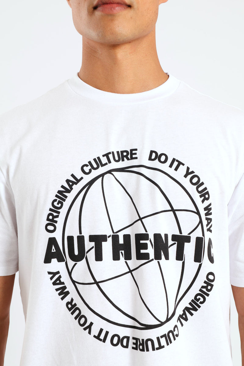 Authentic Basic Print Tee - White