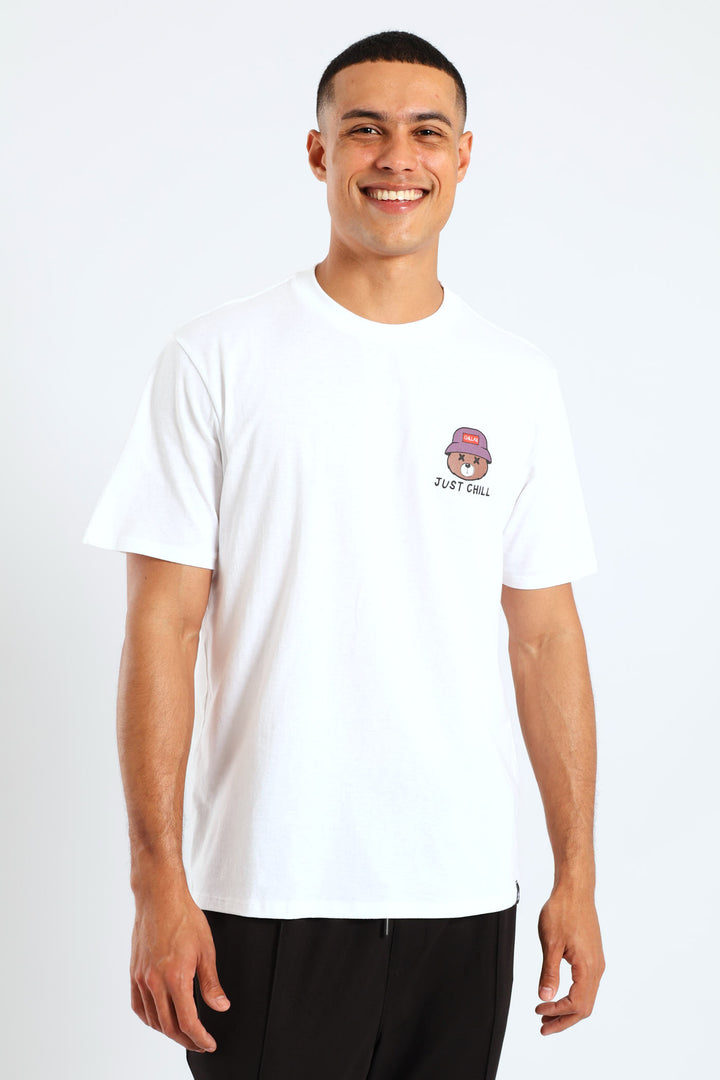 Teddy Printed Basic Tee - White