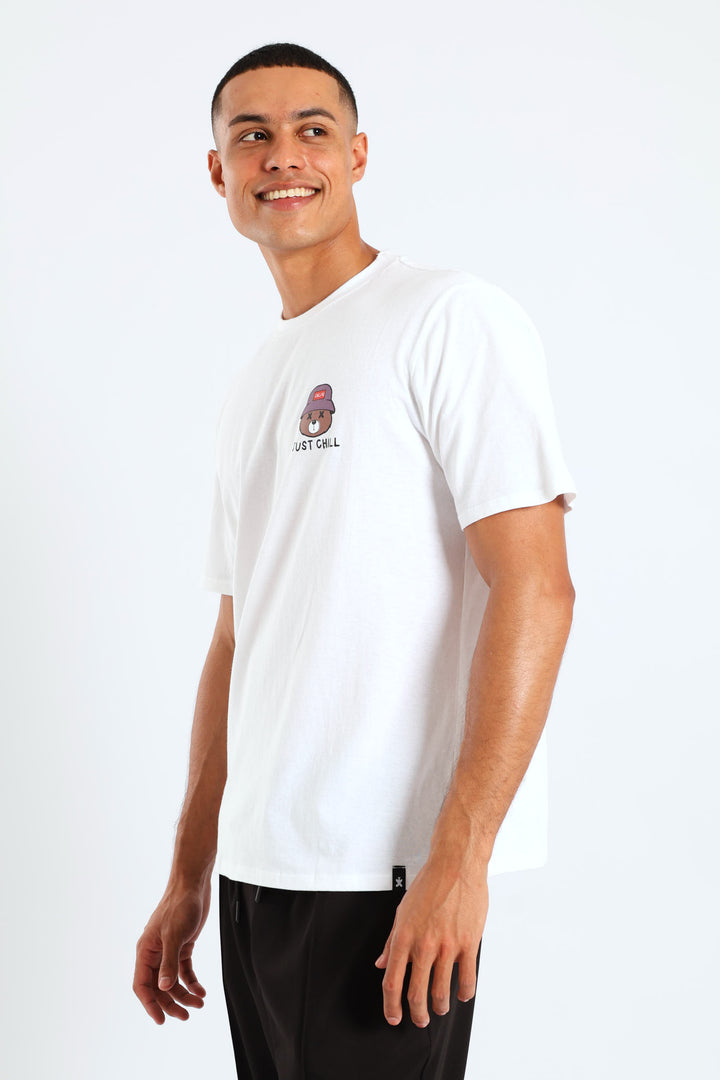 Teddy Printed Basic Tee - White