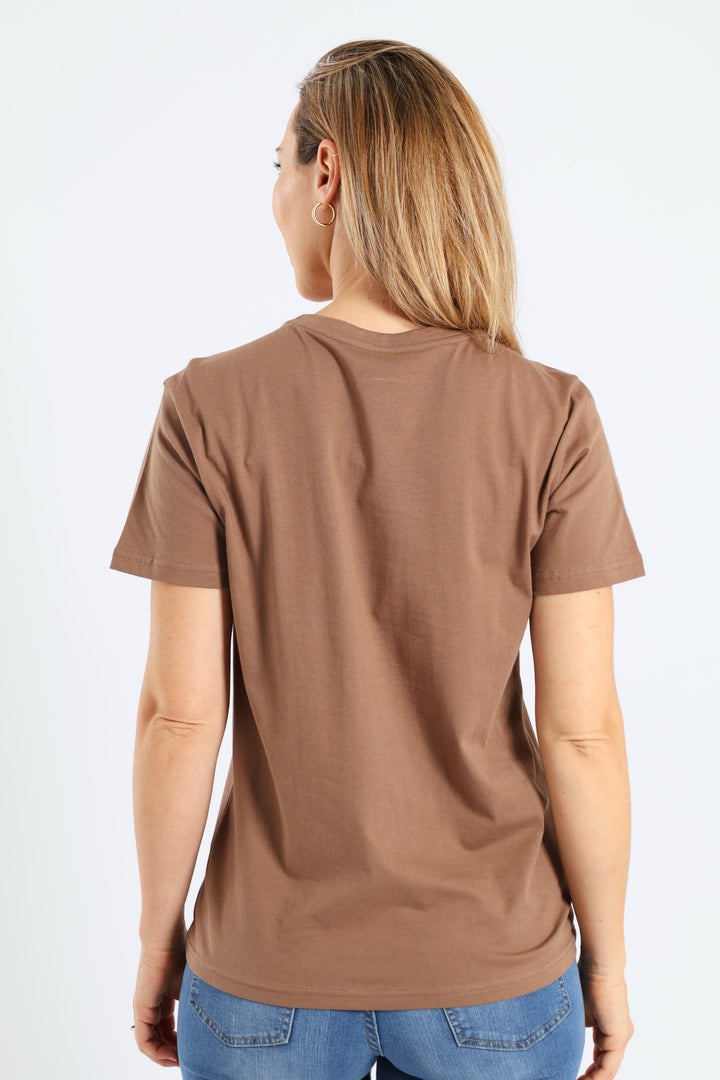 Short Sleeve Set Yourself Free Butterfly Foil Regular Tee - Taupe