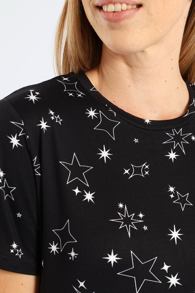 Soft Touch Stars Pant & Tee Set - Black