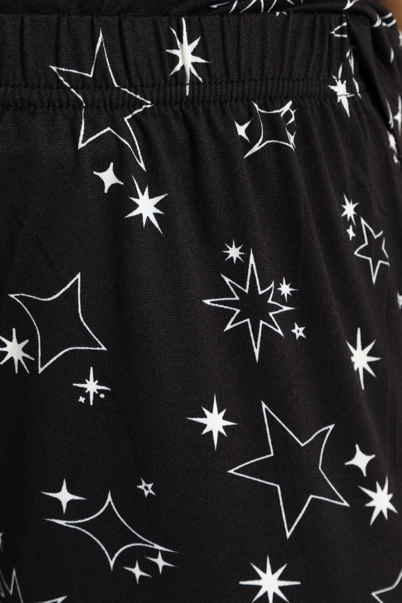 Soft Touch Stars Pant & Tee Set - Black