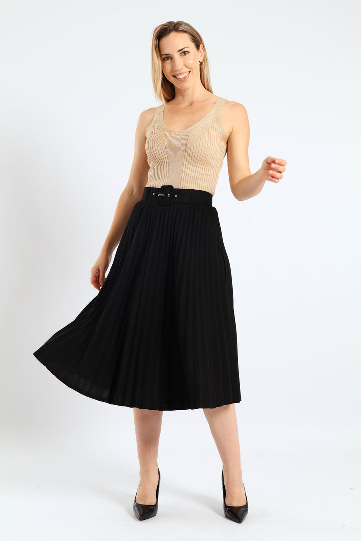 Strappy Metallic Tank Top - Gold