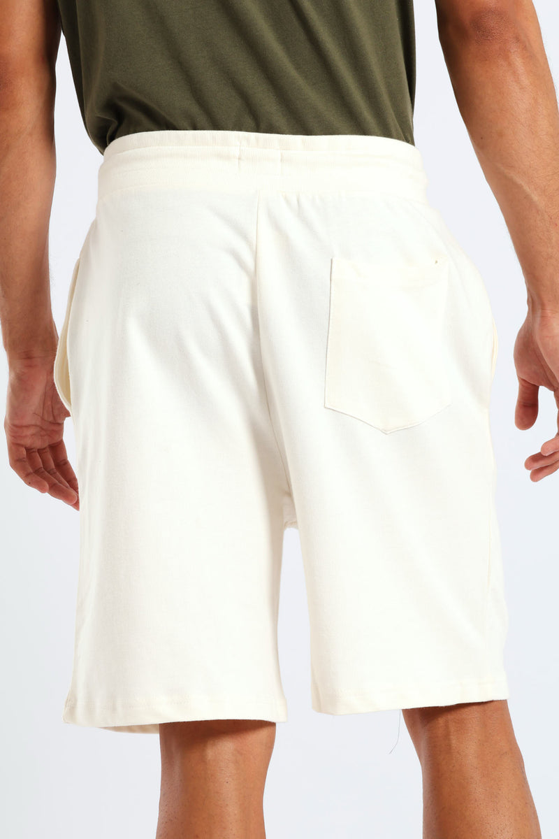 Printed Fleece Shorts - Ecru