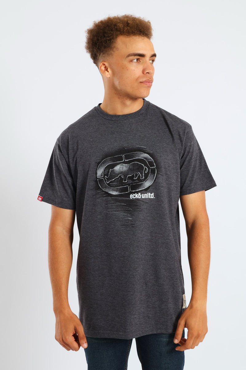 Rhino Shadow Print Tee - Charcoal
