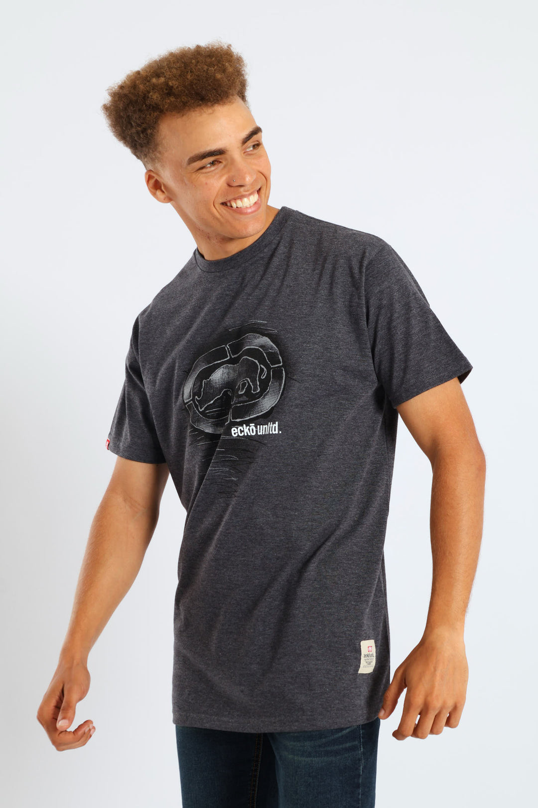 Rhino Shadow Print Tee - Charcoal