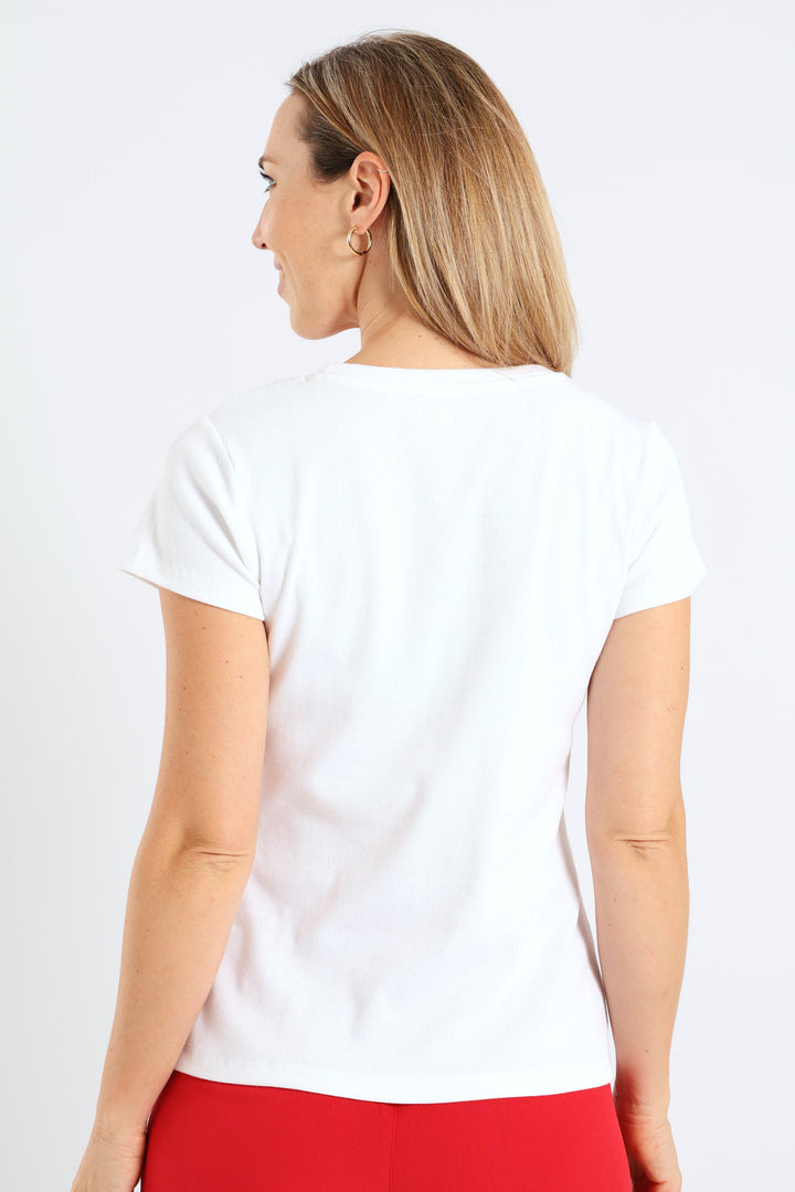 Crew Rib Fitted Tee - White