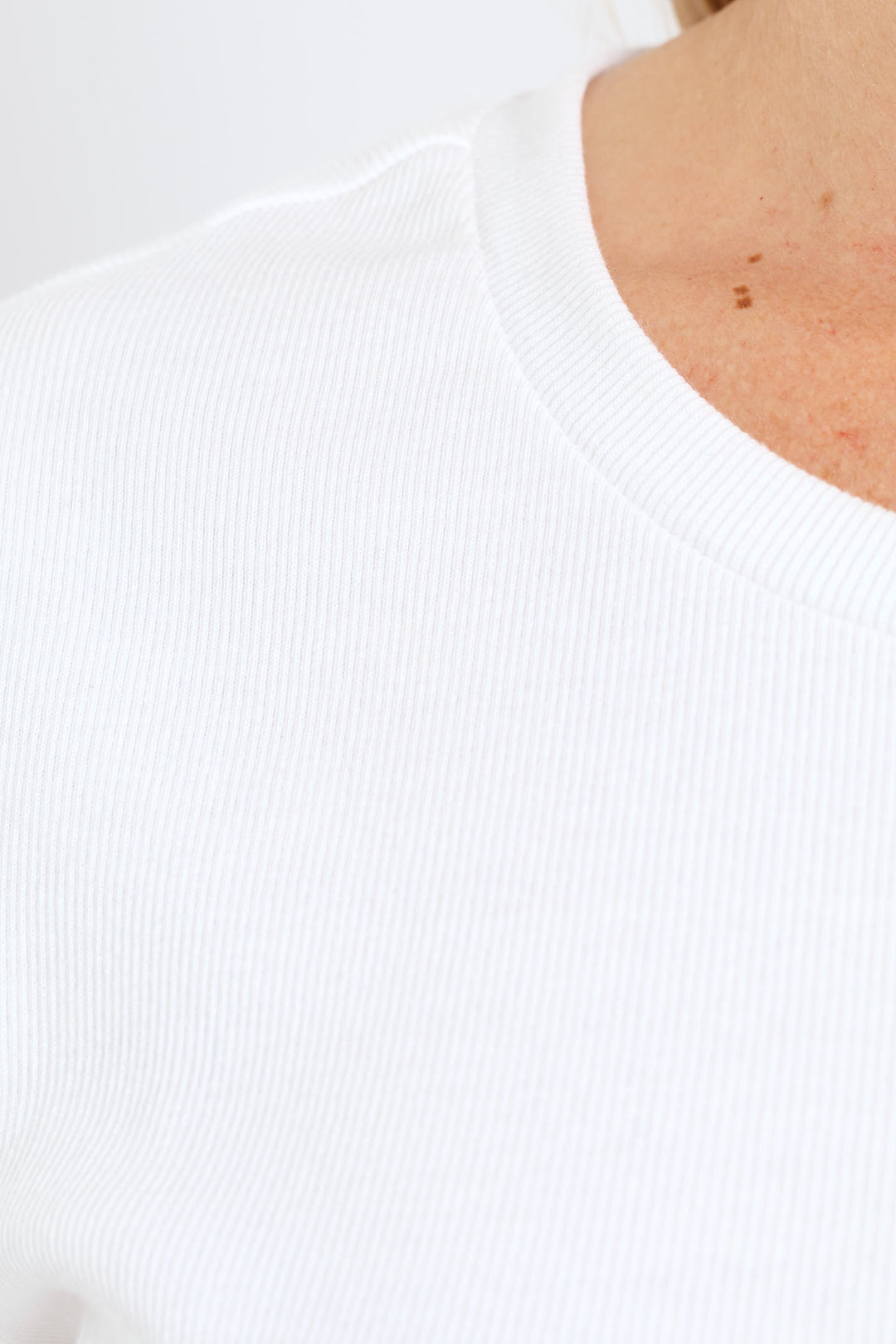 Crew Rib Fitted Tee - White