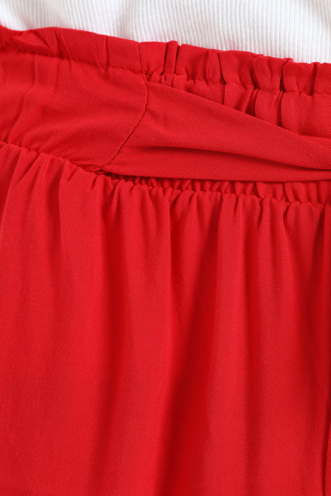 Belted Elasticated Mid Thigh Shorts - Rose Red