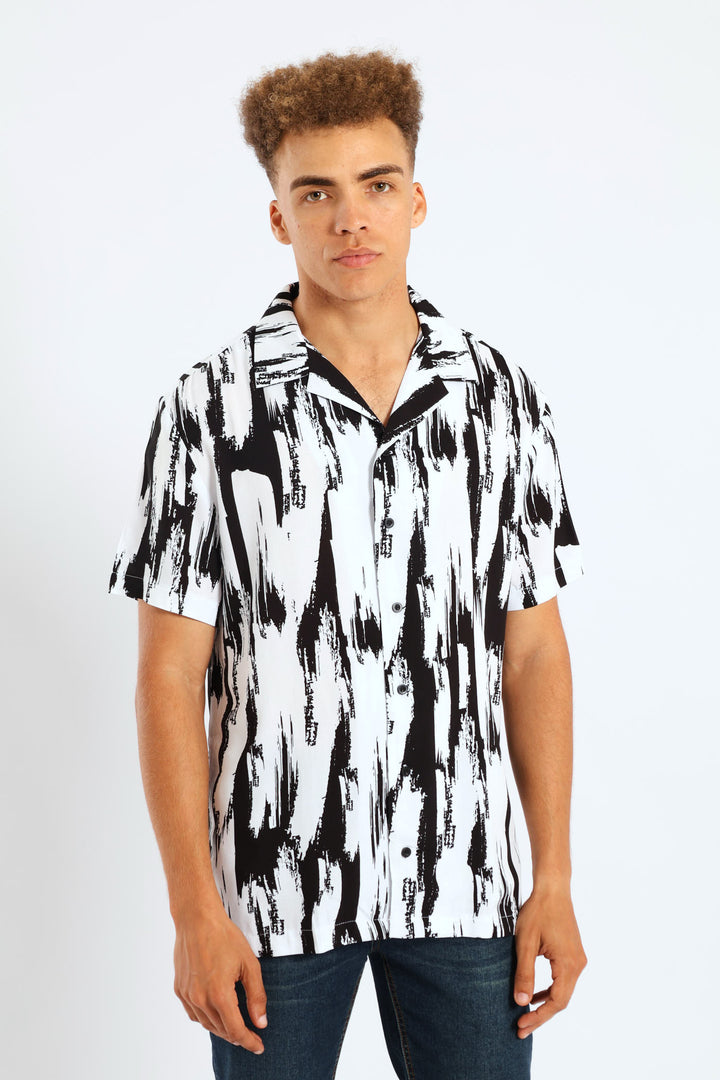 Viscose Abstract Shirt - White/Black
