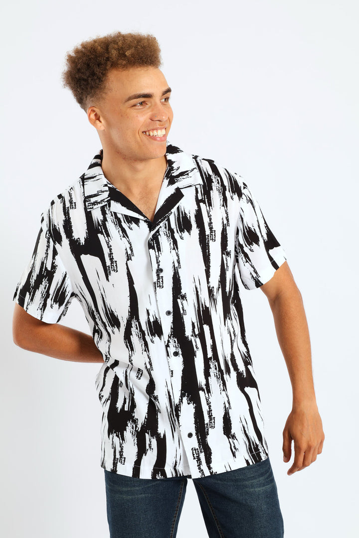 Viscose Abstract Shirt - White/Black