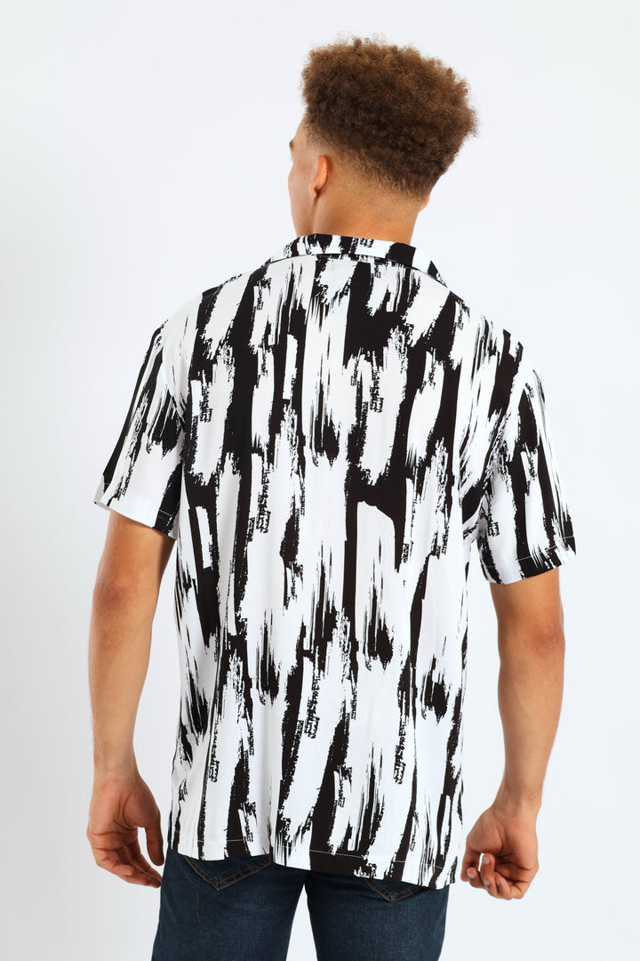 Viscose Abstract Shirt - White/Black