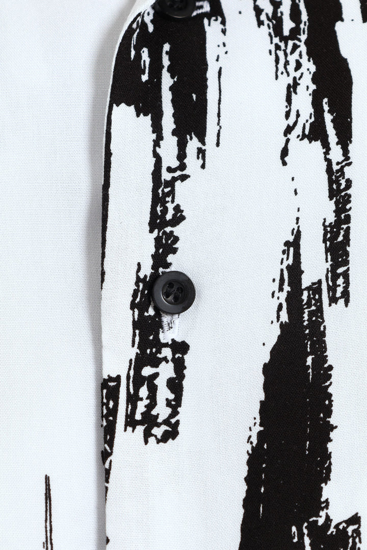 Viscose Abstract Shirt - White/Black