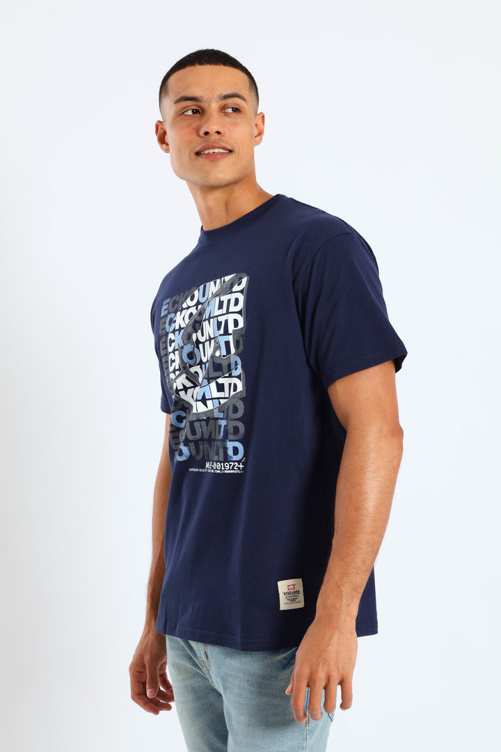 Script Layers Tee - Navy