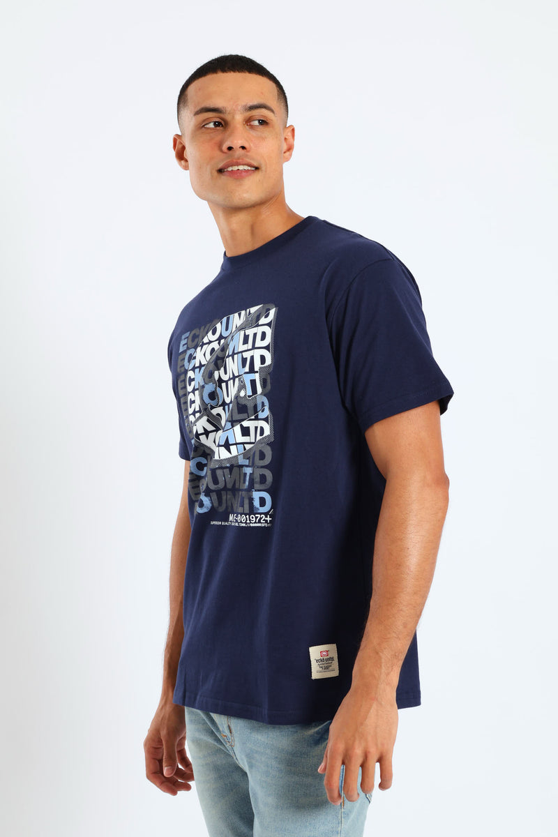 Script Layers Tee - Navy