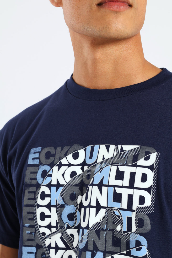 Script Layers Tee - Navy