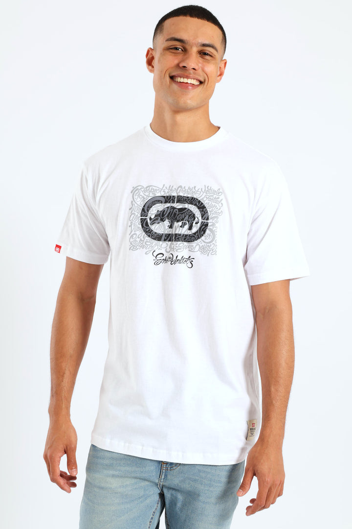 Rhino Chest Script Tee - White