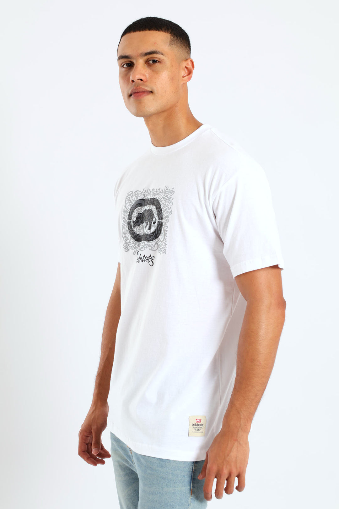 Rhino Chest Script Tee - White