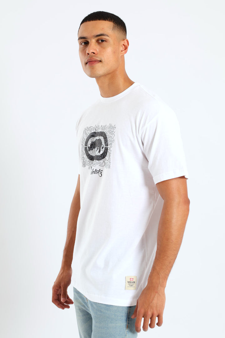 Rhino Chest Script Tee - White