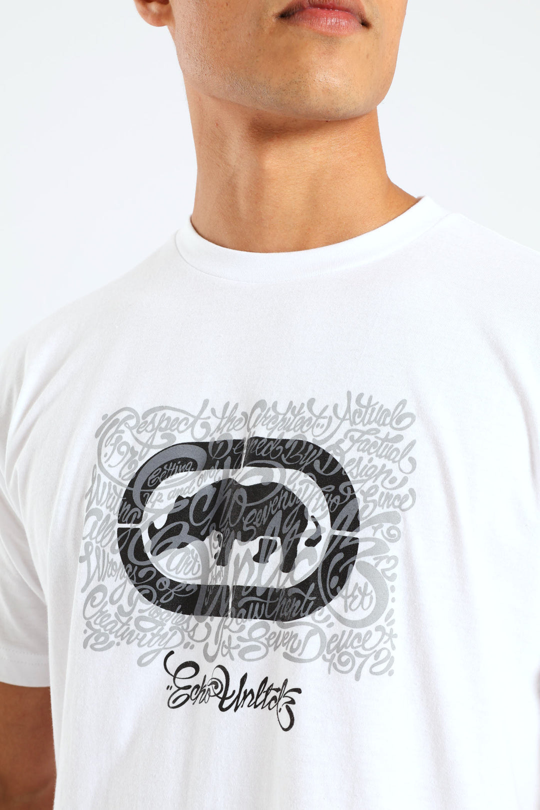 Rhino Chest Script Tee - White