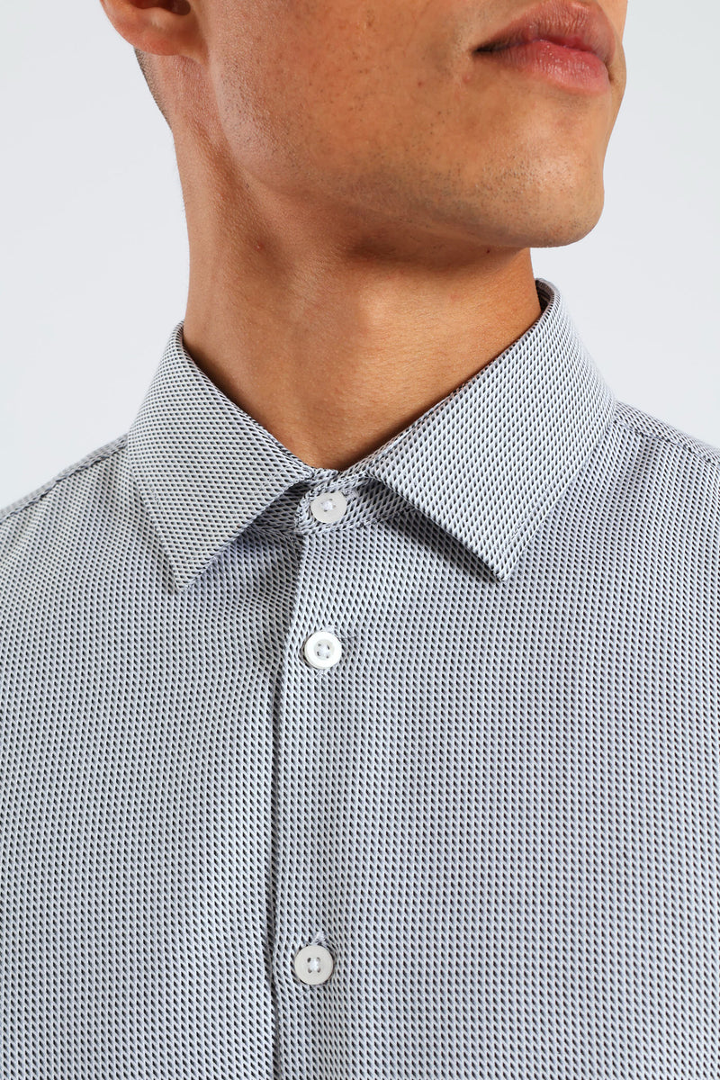 Mens Slim Diagonal Stripe Gradient Textured Short Sleeve Shirt