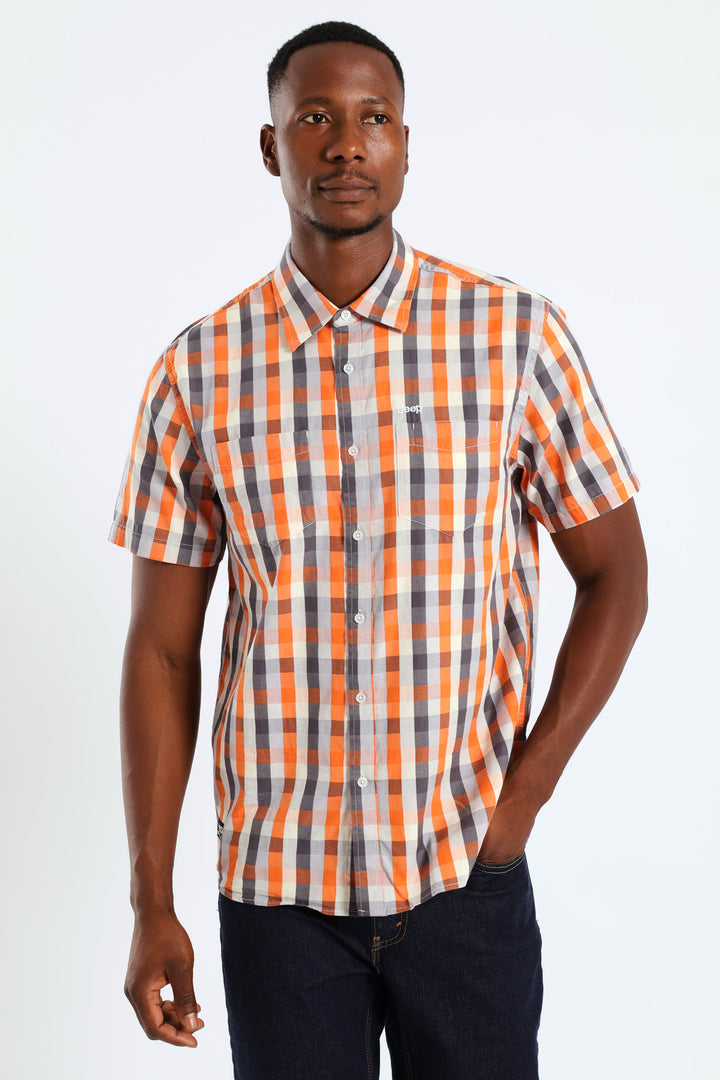 Yarn Dye Check Shirt - Orange