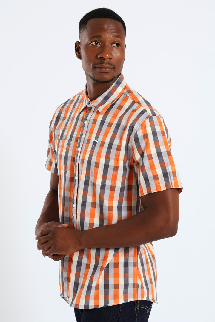 Yarn Dye Check Shirt - Orange