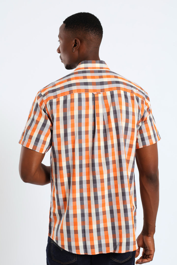 Yarn Dye Check Shirt - Orange