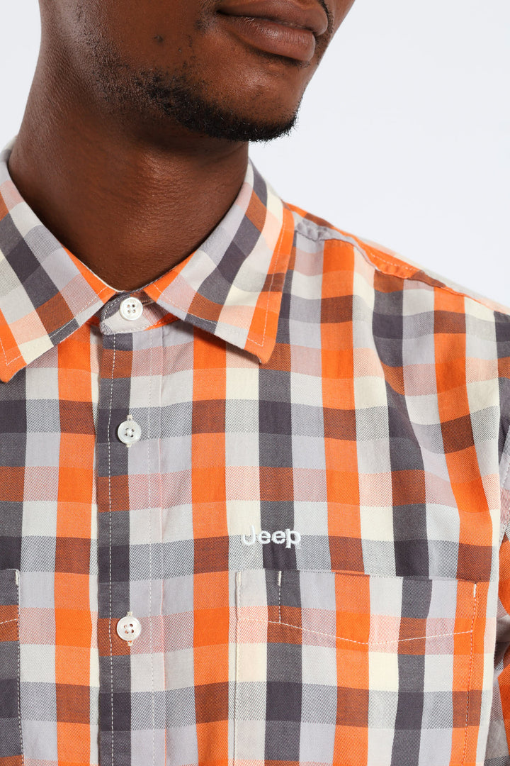 Yarn Dye Check Shirt - Orange