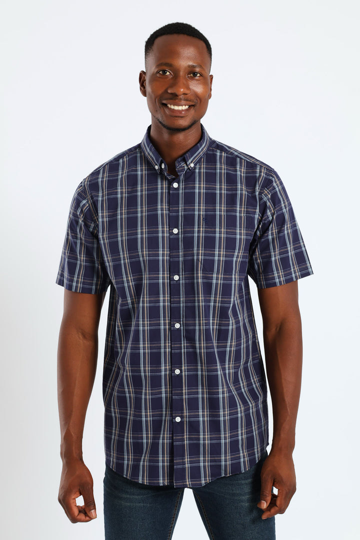 Check Button Down Shirt - Navy