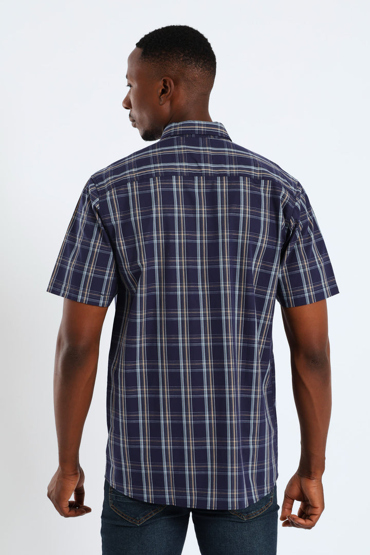 Check Button Down Shirt - Navy