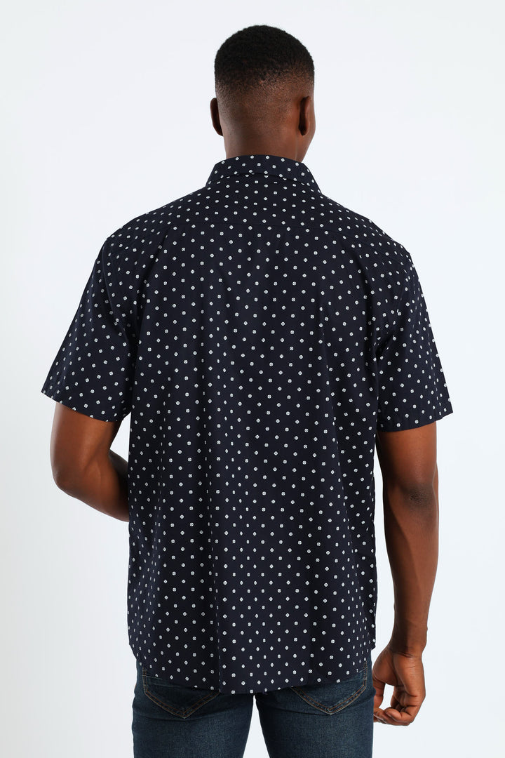 Quatro Dot Regular Shirt - Navy