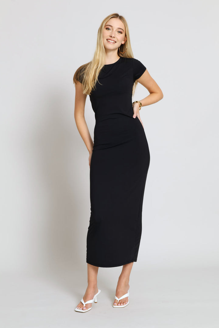 Skin Tight Maxi Dress - Black