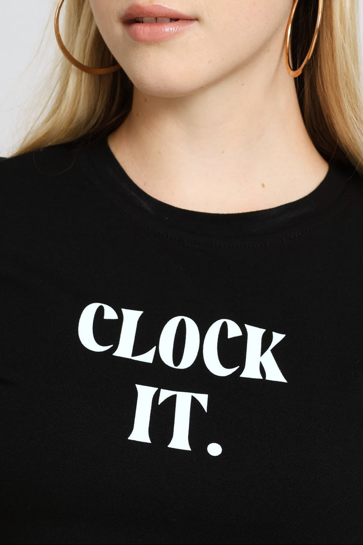 Clock It Baby Tee - Black