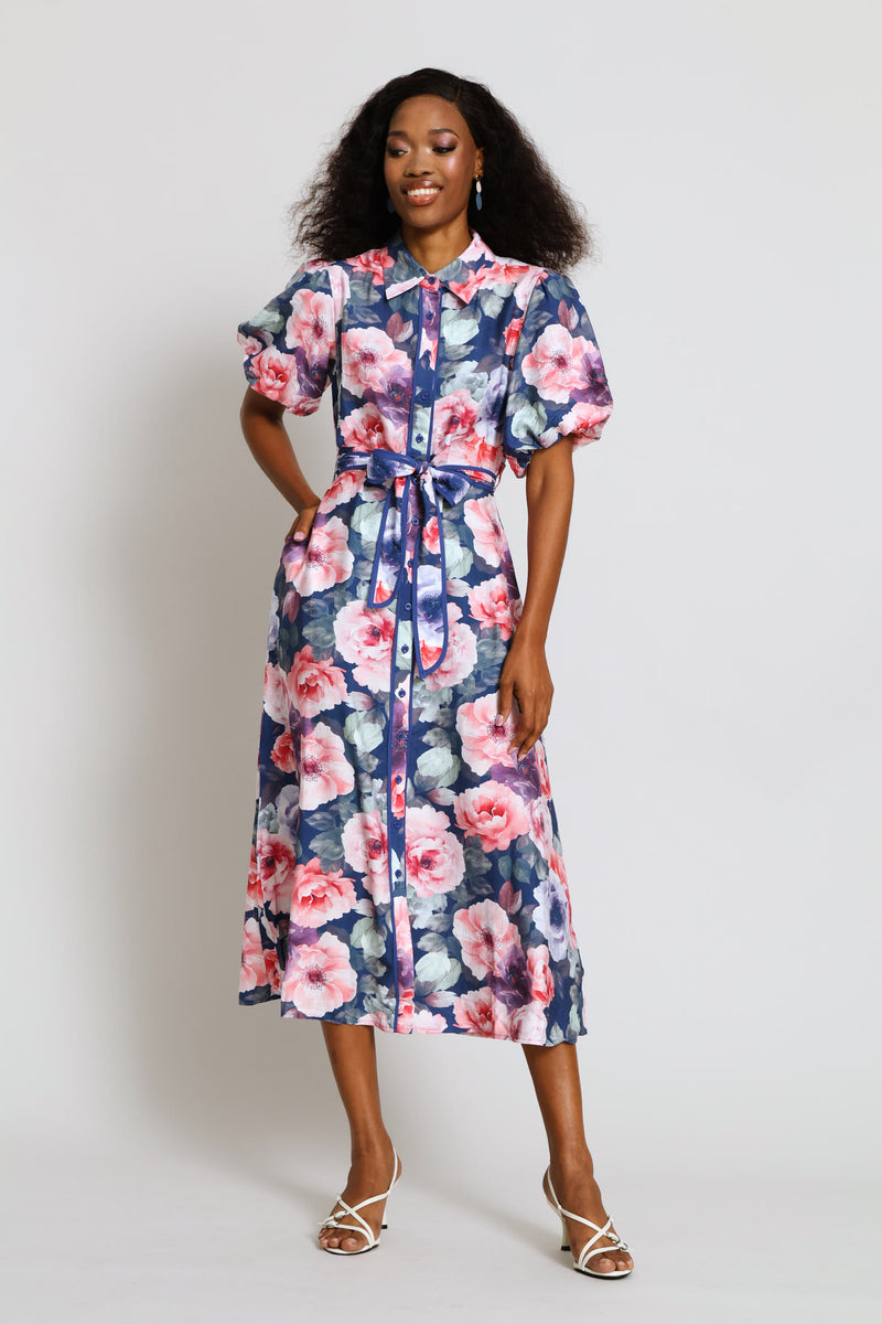 Short Sleeve Floral Dress - Floral